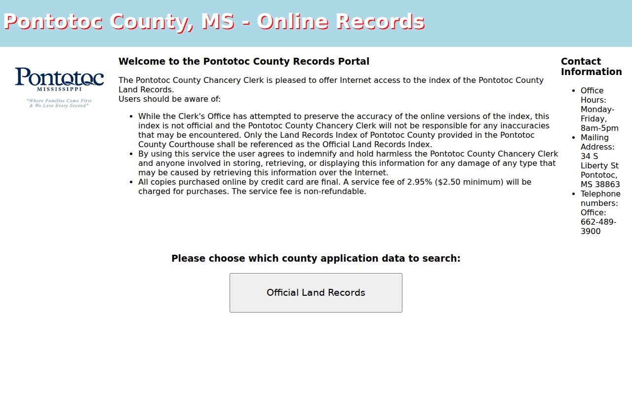 Pontotoc County civil court dockets land-record portal distinction