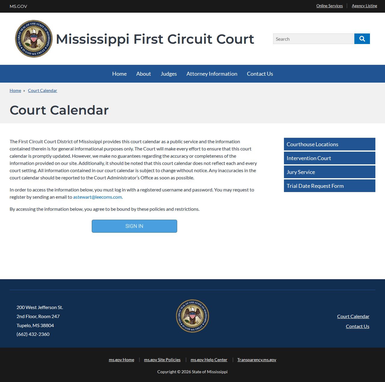 Pontotoc County court schedule First Circuit calendar access notice