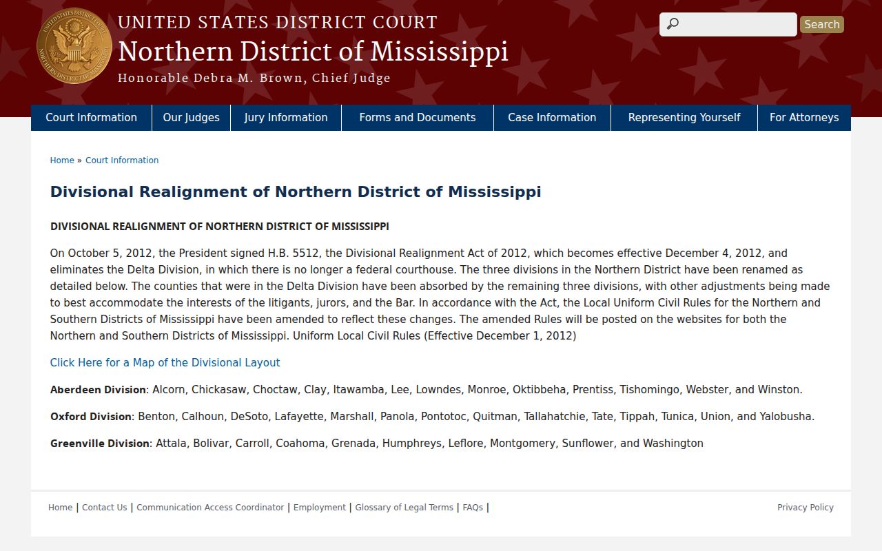 Toccopola court records federal division boundary